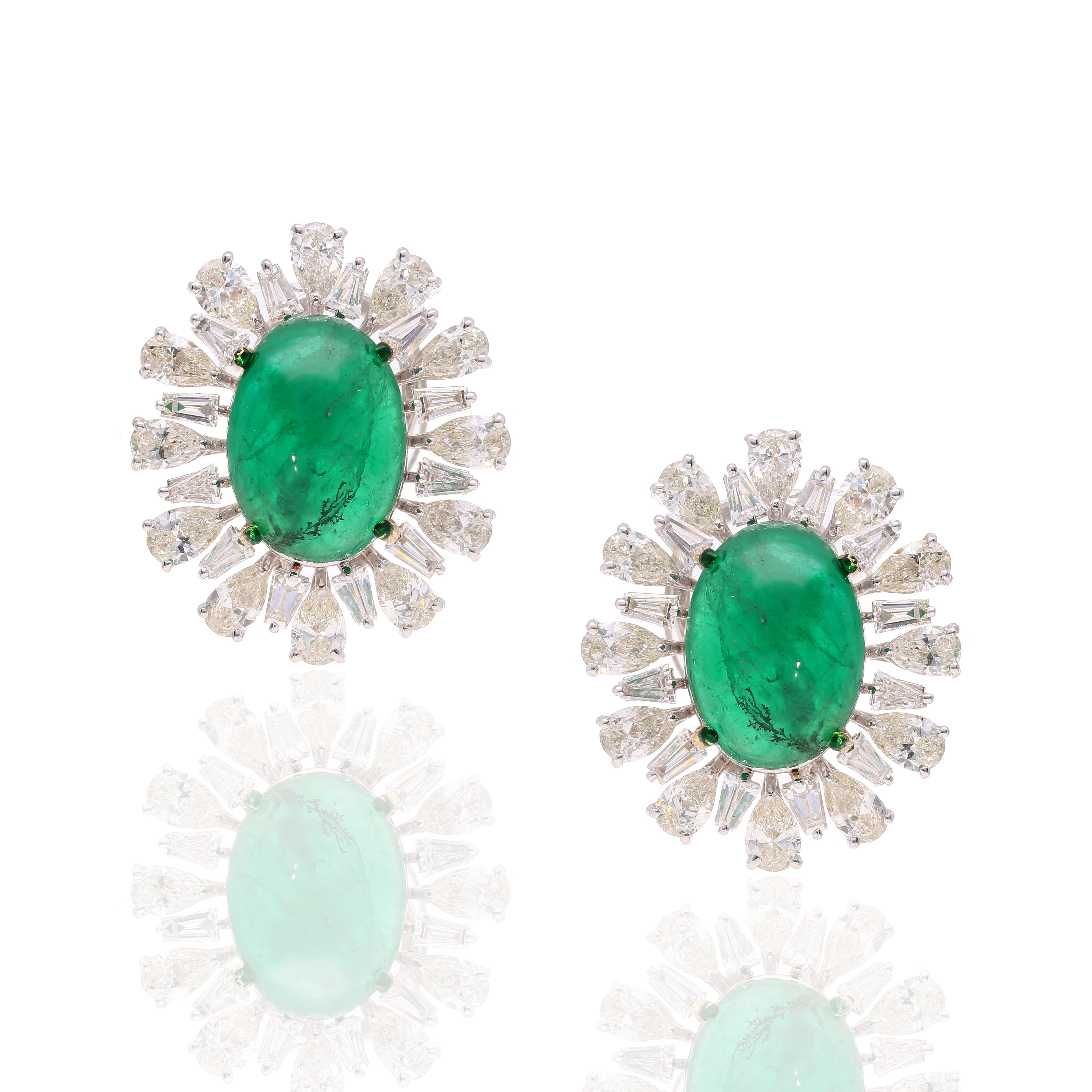 Emerald Halo DIamond Earrings