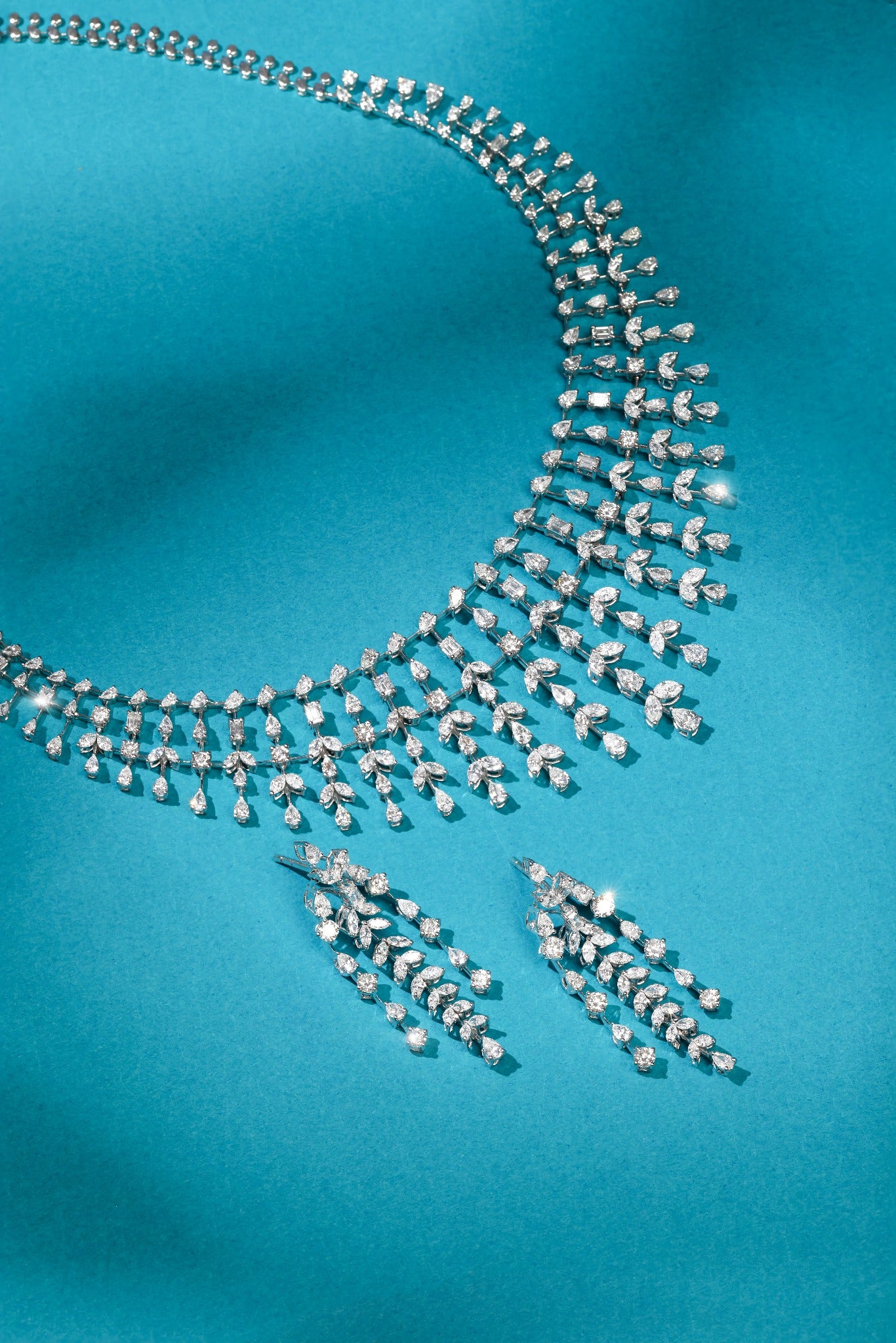 Celestine Cascade Diamond-Style Necklace Set