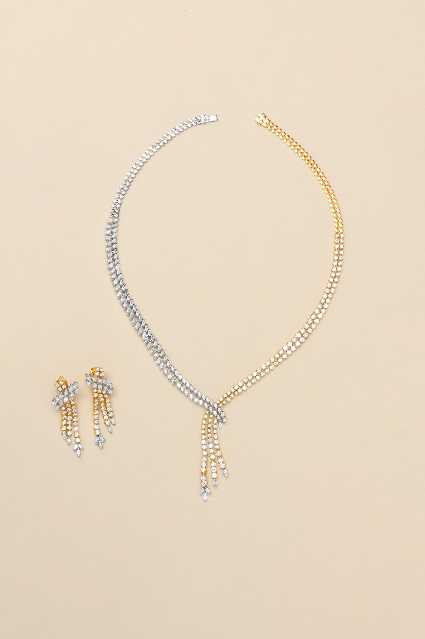 Two-Tone Celestial Cascade Necklace Set