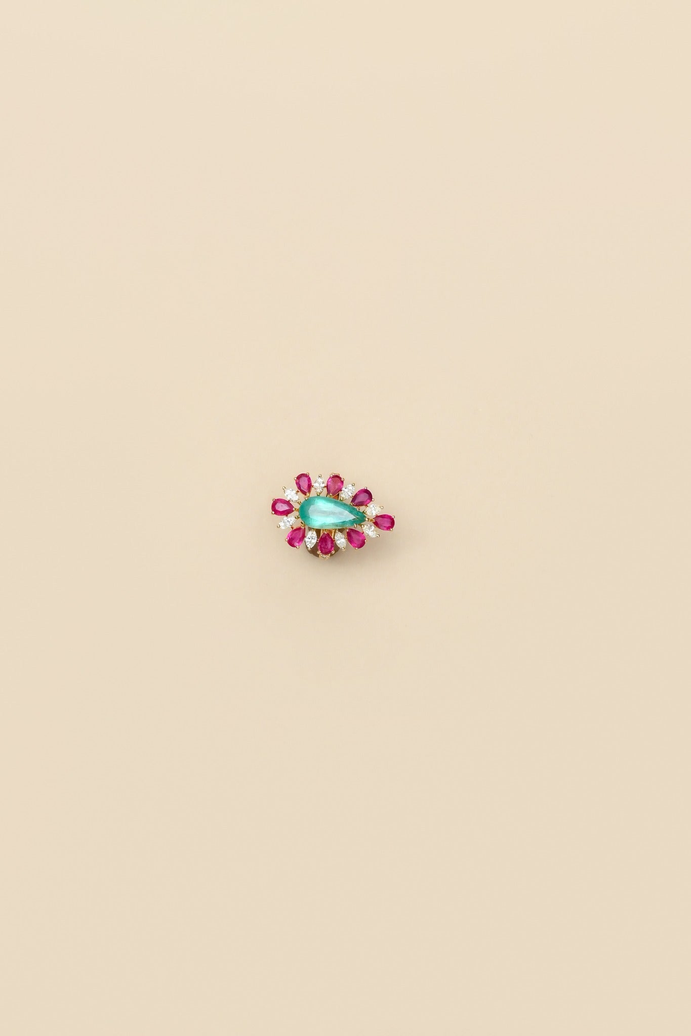 Turquoise & Pink Floral Radiance Statement Ring
