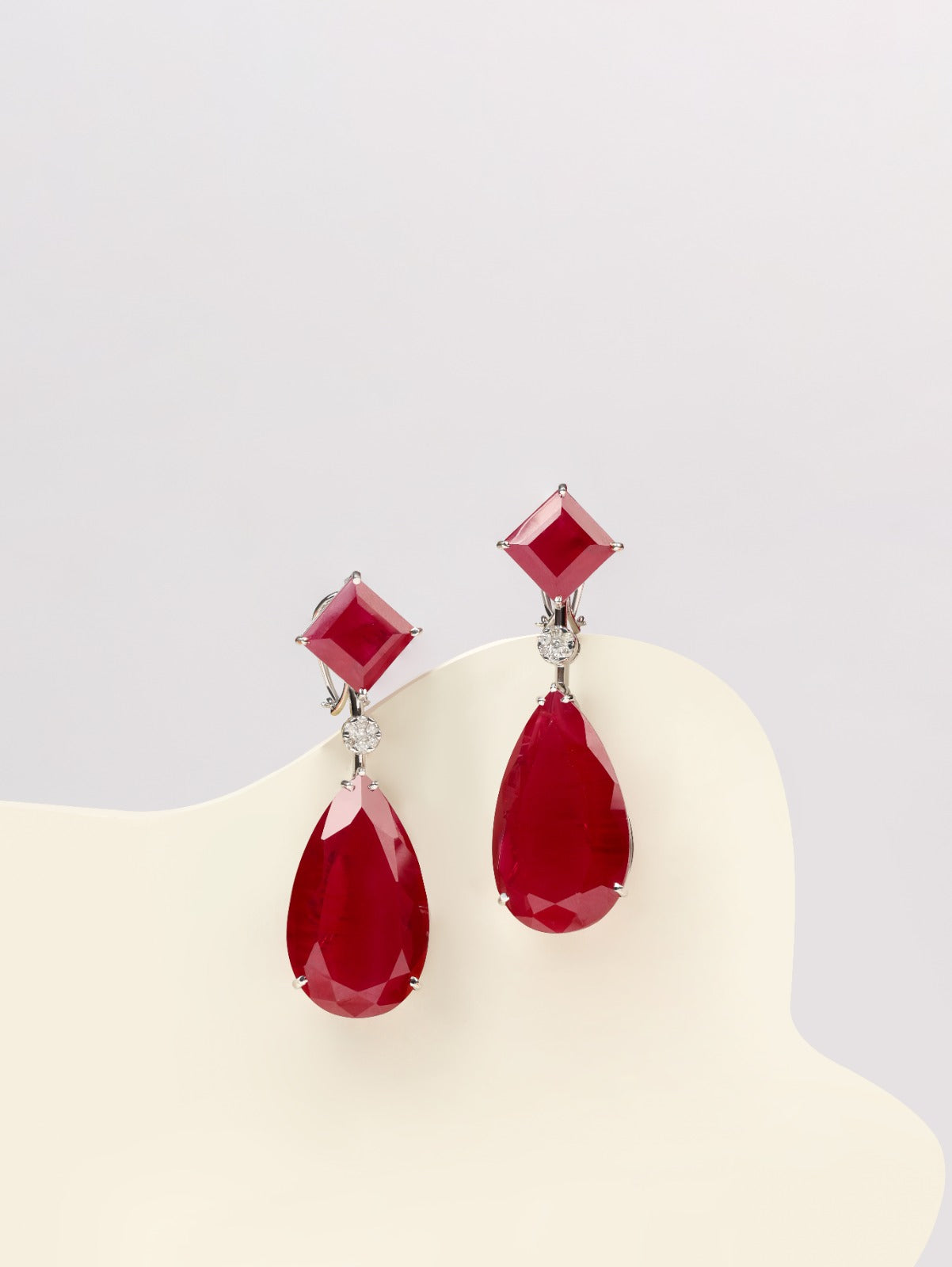 Crimson Teardrop Diamond Earrings